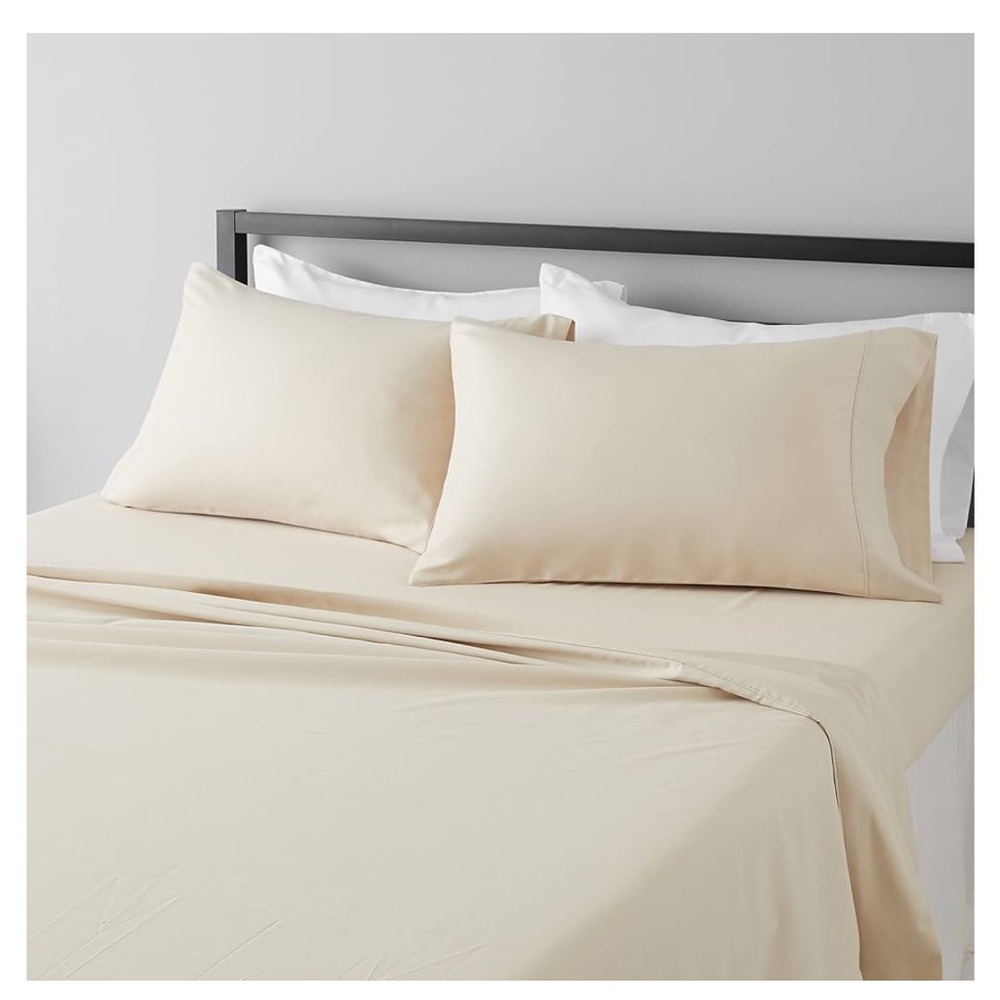 Amazon Basics Full Size Sheet Set, Microfiber, Beige